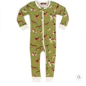 Milkbarn Green Dog Zipper Pajamas 3-6 months